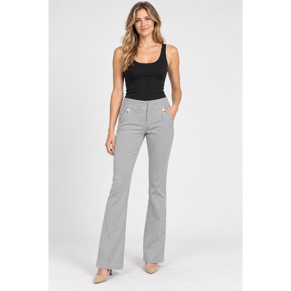 Y2k The Limited Drew Fit Pants Women 6 gray White Stripe Flare office career Y2K